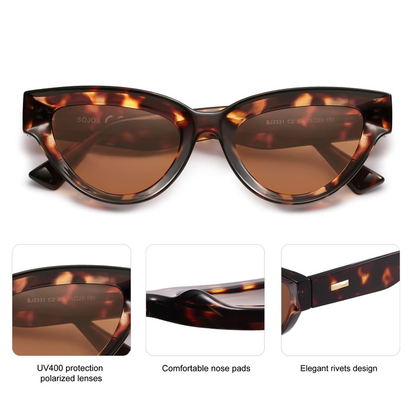 SOJOS Retro Polarized Cat Eye Sunglasses Womens Vintage Shades Trendy Stylish Sunnies SJ2331A with Tortoise/Brown Lens - Image 4
