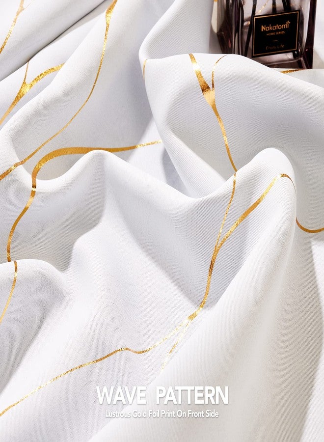 ديكونوفو ستائر تعتيم Deconovo Gold Wave Print لغرفة النوم، ستائر عازلة للحرارة لغرفة المعيشة، ستائر تعتيم الغرفة (أبيض رمادي/موجي، 52 × 84 بوصة، لوحتان) - Image 5