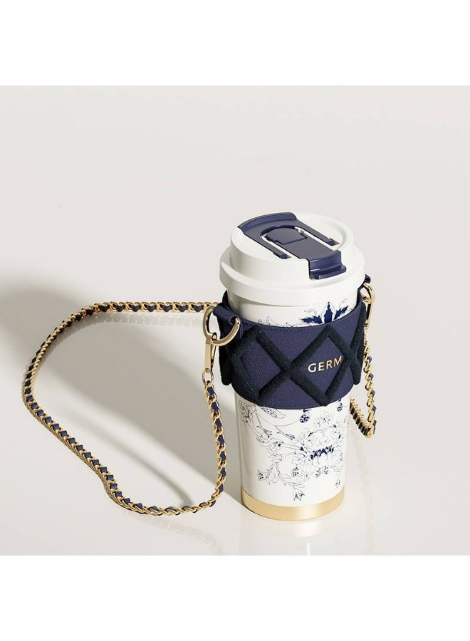 GERM Oriental Blue Floral Thermos Tumbler 500ml | GERM × THE MET Regal Bloom Series Vacuum Mug | BPA-Free Stainless Steel Insulated Cup with Straw Lid | Hot & Cold Travel Bottle | Leak-Proof Art-Inspired Design - Image 2