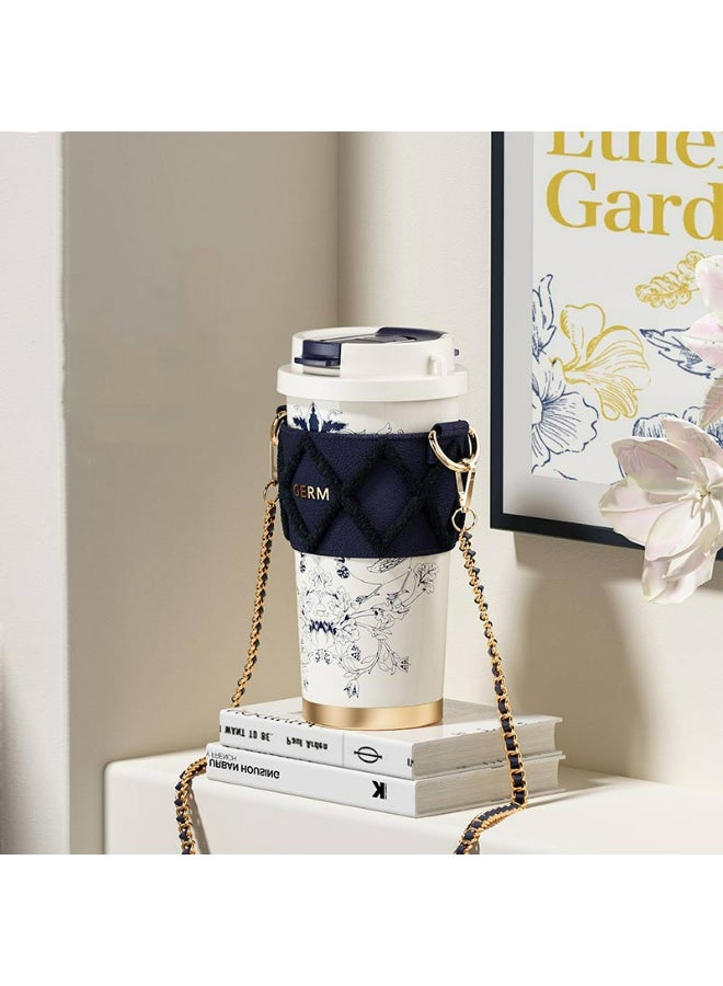 GERM Oriental Blue Floral Thermos Tumbler 500ml | GERM × THE MET Regal Bloom Series Vacuum Mug | BPA-Free Stainless Steel Insulated Cup with Straw Lid | Hot & Cold Travel Bottle | Leak-Proof Art-Inspired Design - Image 3