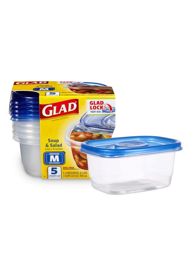 Glad Soup and Salad Food Storage Containers, 24 oz, Pack of 5 - Image 1