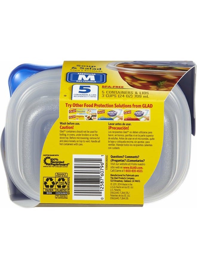 Glad Soup and Salad Food Storage Containers, 24 oz, Pack of 5 - Image 2