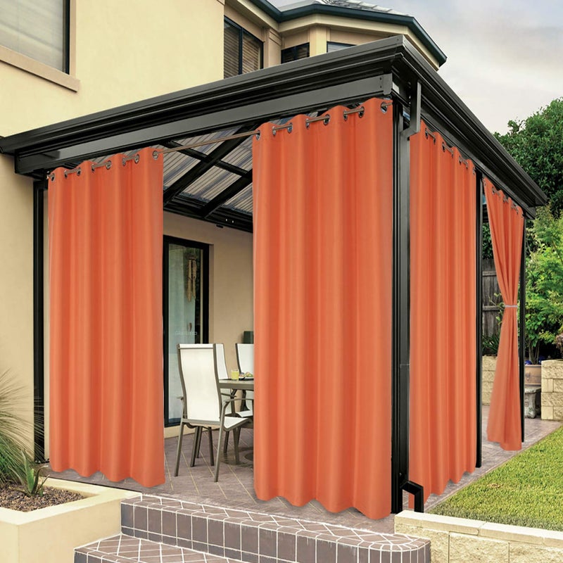 BONZER Waterproof IndoorOutdoor Curtains for Patio Thick Privacy Grommet Curtains for Bedroom Living Room Porch Pergola Cabana 1 Panel 54W x 120L inch Mecca Orange