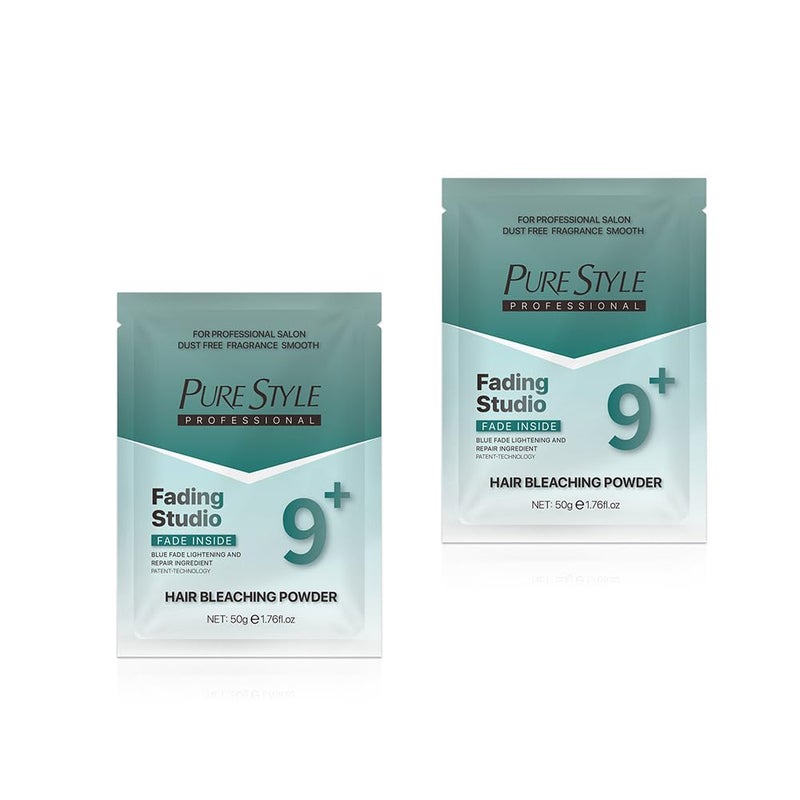 PURESTYLE 2Packs(100g) Professional Ammonia-Free Hair Bleach Powder, Over 9 Levels Blue Fade Technology, Dust-Free & Fragrance Formula Fading Powder, Gentle Quick Bleach Lightener for Hair (2packs) - Image 1