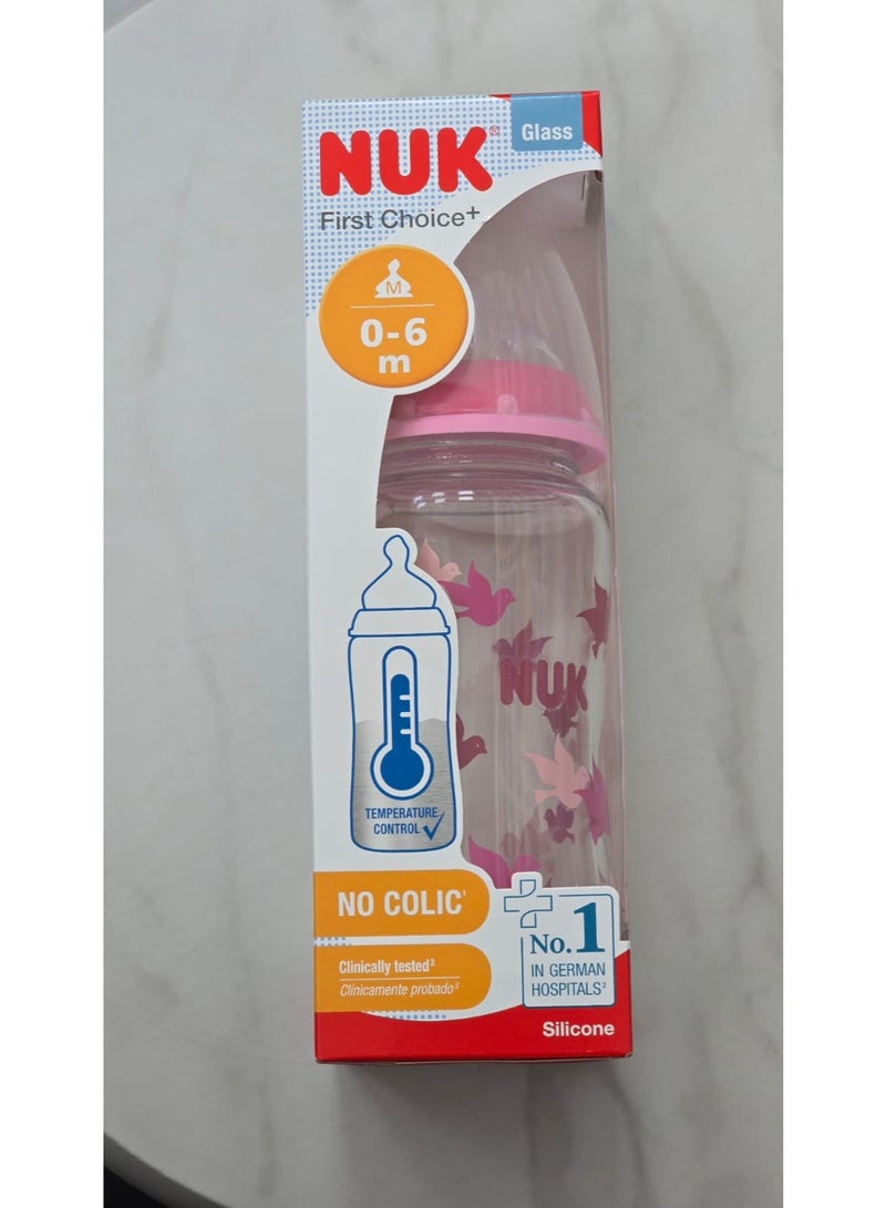 First Choice Baby Glass Bottle Anti Colic Silicone Teat 0–6 Months BPA Free Infant Feeding Bottle Bird Design