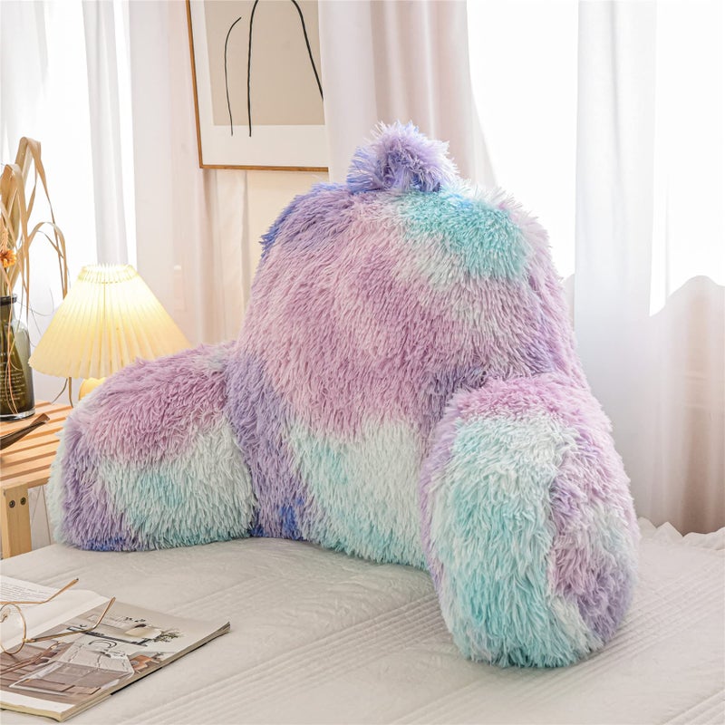Meeting Story Meeting Story Plush Shaggy Reading Pillows with Arms Faux Fur Bed Rest Pillow for Adults Teens Kids Standard BluePurple 
