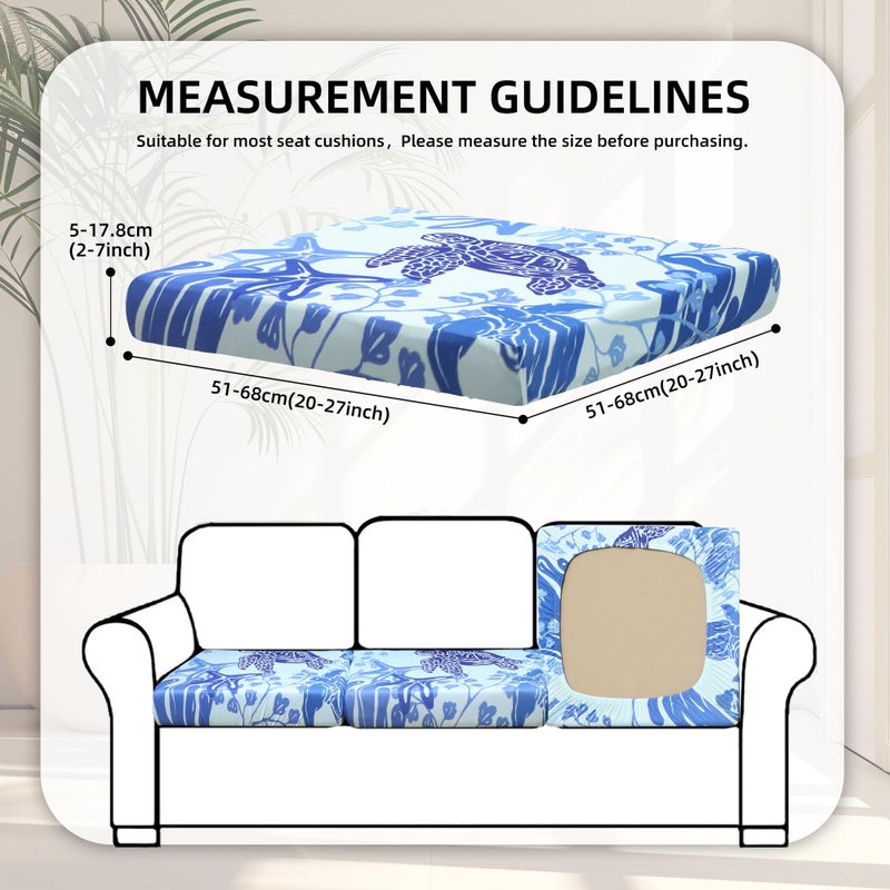 BIETYONE 8Pcs Stretch Patio Cushion Covers,Outdoor Couch Covers Replacement,Outdoor Couch & Sofa Slipcovers,for Patio Furniture Cushion Covers,Washable Reusable Furniture Protector (Sea Turtle,Cover Only) - Image 2