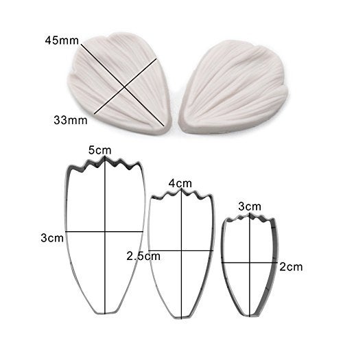 AK ART KITCHENWARE Coreopsis Daisy Gumpaste Making Tools Stainless Steel Fondant Cutter Veining Mold Silicone Veining Molds Vein Texture Tools A336&VM071-1 - Image 2