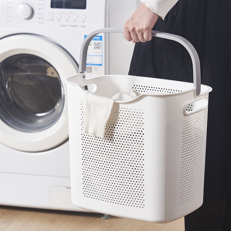 Spot Japanese Large Hand-Held Dirty Clothes Basket Household Bathroom Dirty Clothes Basket Plastic Hollow Underwear Storage Basket - Image 4