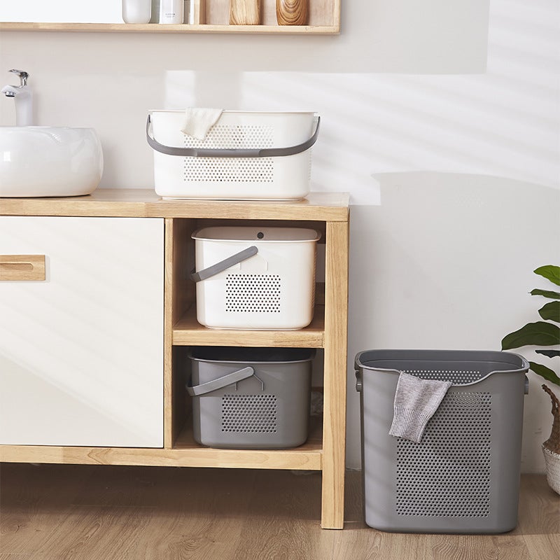 Spot Japanese Large Hand-Held Dirty Clothes Basket Household Bathroom Dirty Clothes Basket Plastic Hollow Underwear Storage Basket - Image 5
