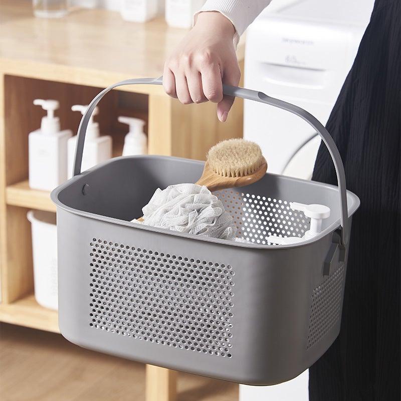 Spot Japanese Large Hand-Held Dirty Clothes Basket Household Bathroom Dirty Clothes Basket Plastic Hollow Underwear Storage Basket - Image 3
