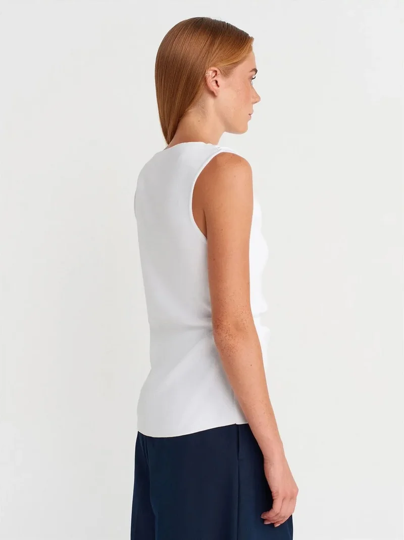 ديلفين Dilvin Sleeveless Boat Neck Knit Blouse