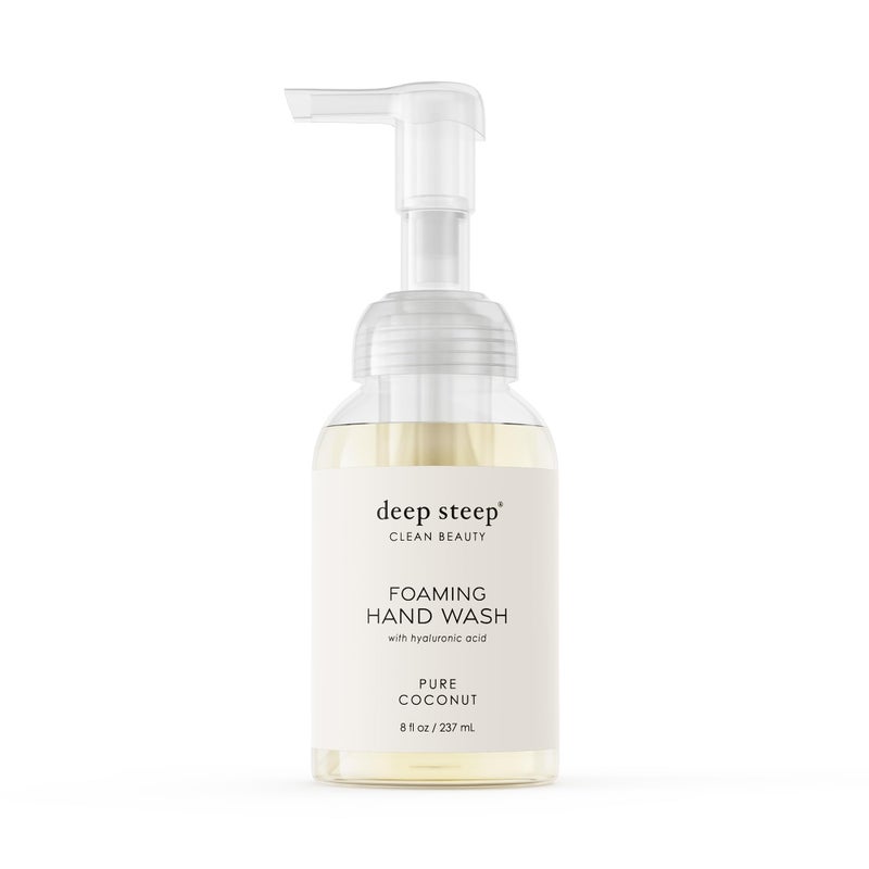 Deep Steep Foaming Hand Wash, Pure Coconut, 8 oz â€“ Gentle Cleanser with Aloe, Argan Oil, Shea Butter & Hyaluronic Acid â€“ Vegan, Clean Beauty, Soft & Hydrated Hands - Image 1
