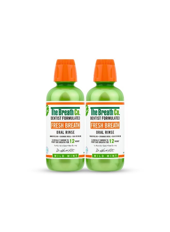 The Breath Co. Mild Mint Mouthwash (Pack of 2) | Alcohol-Free Oral Rinse | 12H Fresh Breath & Gum Care | Dentist Formulated | 500ml Each - Image 1