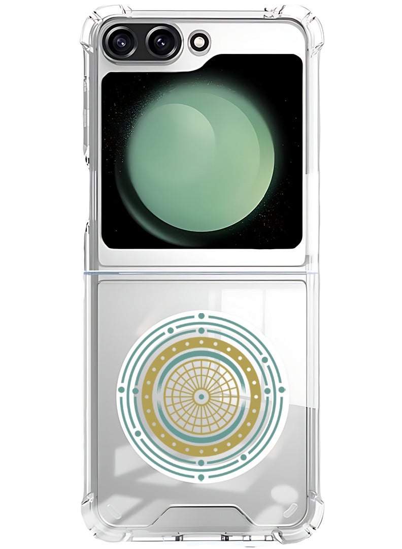 Theodor Magnetic Case for Samsung Galaxy Z Flip 5 Compatible with MagSafe Wireless Charging, Shockproof Phone Bumper Cover Mandala 2 - Image 1