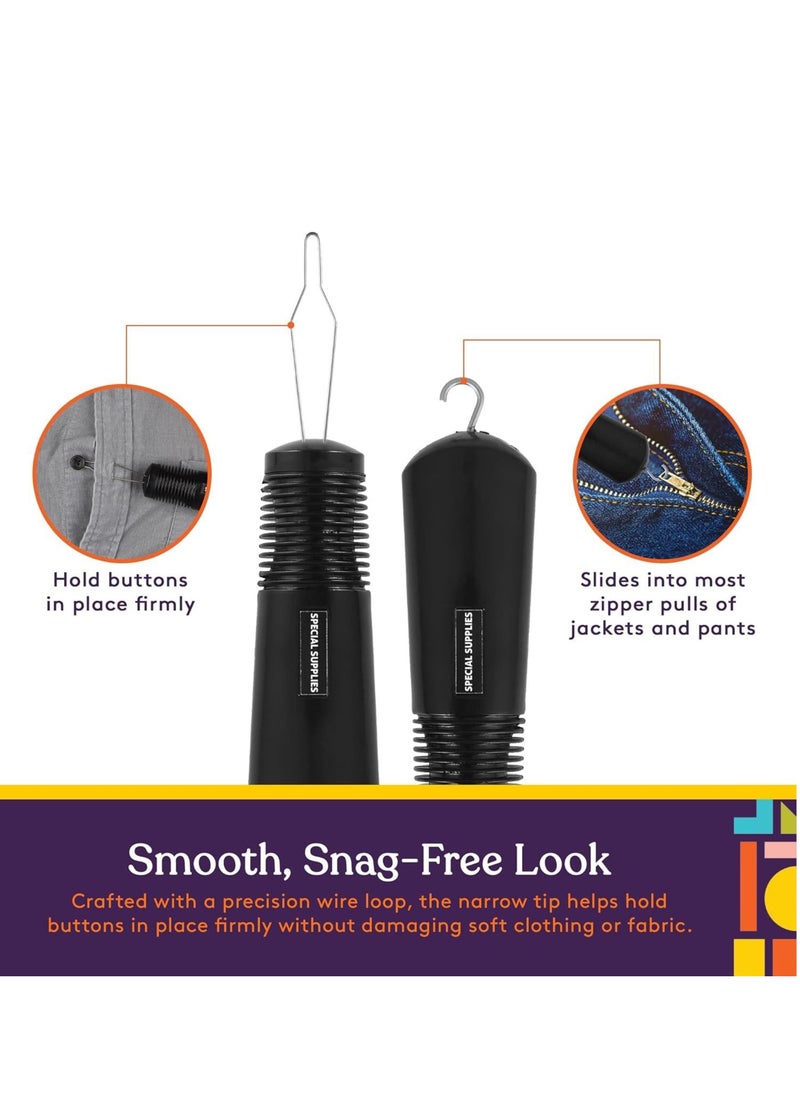 Button Hook and Zipper Pull, One-Handed Dressing Aid, Button Assist Device for Seniors, Arthritis & Handicapped, Easy Buttoning Tool for Women with Long Nails or Post-Manicure, Clothes Dressing Helper for Limited Dexterity(Gray)