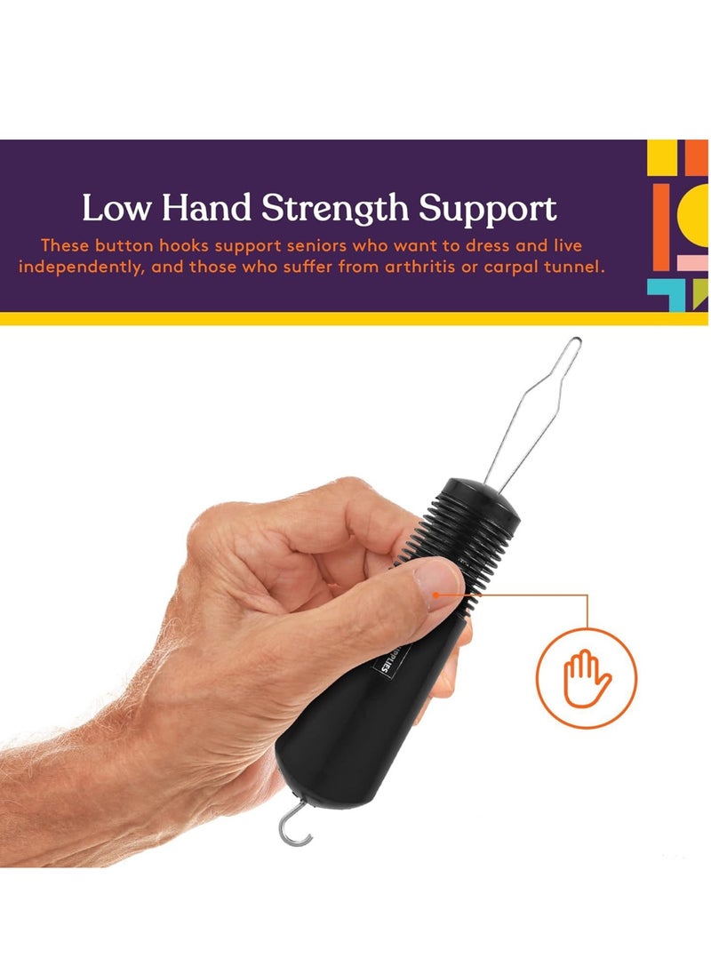 Button Hook and Zipper Pull, One-Handed Dressing Aid, Button Assist Device for Seniors, Arthritis & Handicapped, Easy Buttoning Tool for Women with Long Nails or Post-Manicure, Clothes Dressing Helper for Limited Dexterity(Gray)