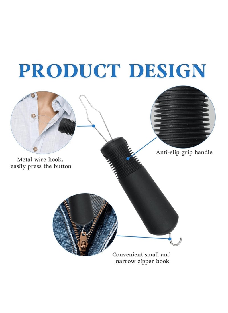 Button Hook and Zipper Pull, One-Handed Dressing Aid, Button Assist Device for Seniors, Arthritis & Handicapped, Easy Buttoning Tool for Women with Long Nails or Post-Manicure, Clothes Dressing Helper for Limited Dexterity(Gray)