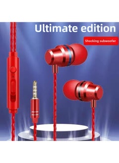 Generic In-ear Headphones For OPPO Huawei Xiaomi Vivo Apple Gaming Headphone Cord Earbuds Headset Wired Headphones-Colour:Upgraded Version (rose Red) Line Control + Microphone + Tuning - (round Head) Noble Thousand Yuan Sound Quality - 2 Pack  - Image 1