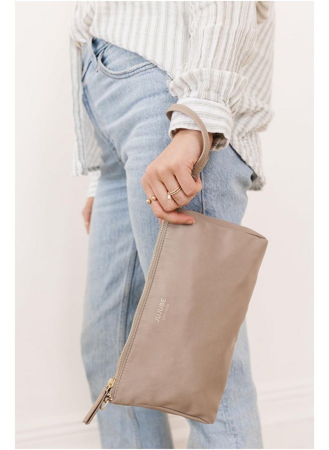 JuJuBe New 3Piece Pouch Set Diaper Bag Organizing Pouches Convertible To Small Purse With Crossbody Strap Perfect For Travel Zipper Cosmetic Or Makeup Pouch Large Medium And Small Taupe  - Image 5