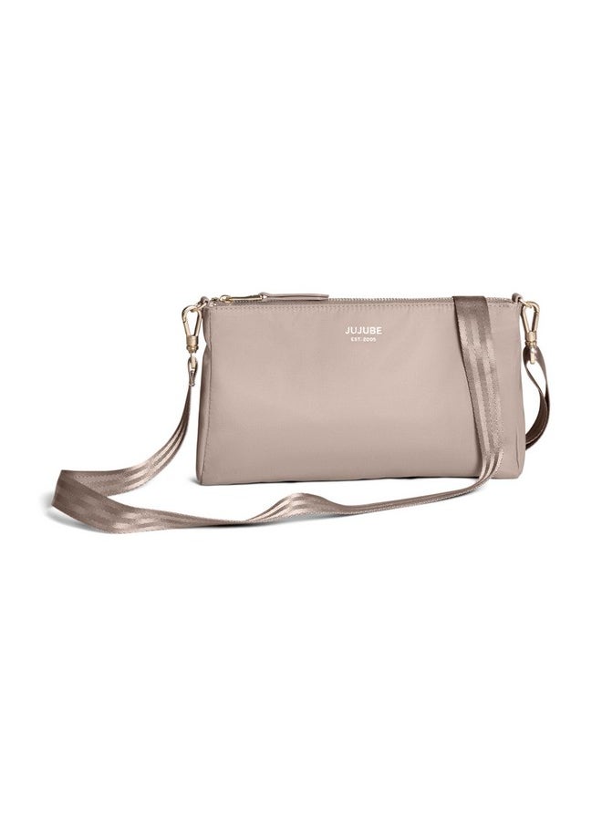 JuJuBe New 3Piece Pouch Set Diaper Bag Organizing Pouches Convertible To Small Purse With Crossbody Strap Perfect For Travel Zipper Cosmetic Or Makeup Pouch Large Medium And Small Taupe  - Image 3