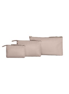 JuJuBe New 3Piece Pouch Set Diaper Bag Organizing Pouches Convertible To Small Purse With Crossbody Strap Perfect For Travel Zipper Cosmetic Or Makeup Pouch Large Medium And Small Taupe  - Image 2