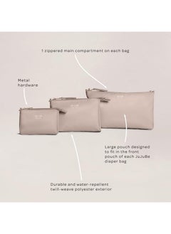 JuJuBe New 3Piece Pouch Set Diaper Bag Organizing Pouches Convertible To Small Purse With Crossbody Strap Perfect For Travel Zipper Cosmetic Or Makeup Pouch Large Medium And Small Taupe  - Image 4