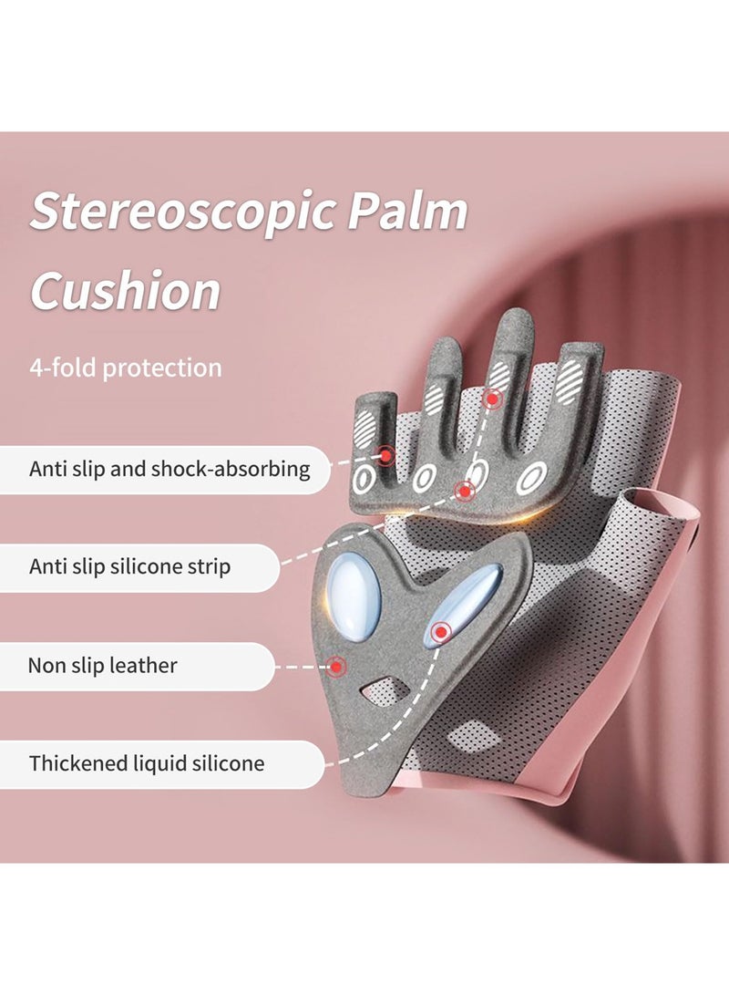 سبورت قفازات تمرين رياضية للنساء والرجال نصف أصابع قفازات رياضية فاخرة لليوجا والدراجة الدوارة، قفازات لياقة بدنية رياضية قابلة للتنفس وغير قابلة للانزلاق (مقاس متوسط) - Image 2
