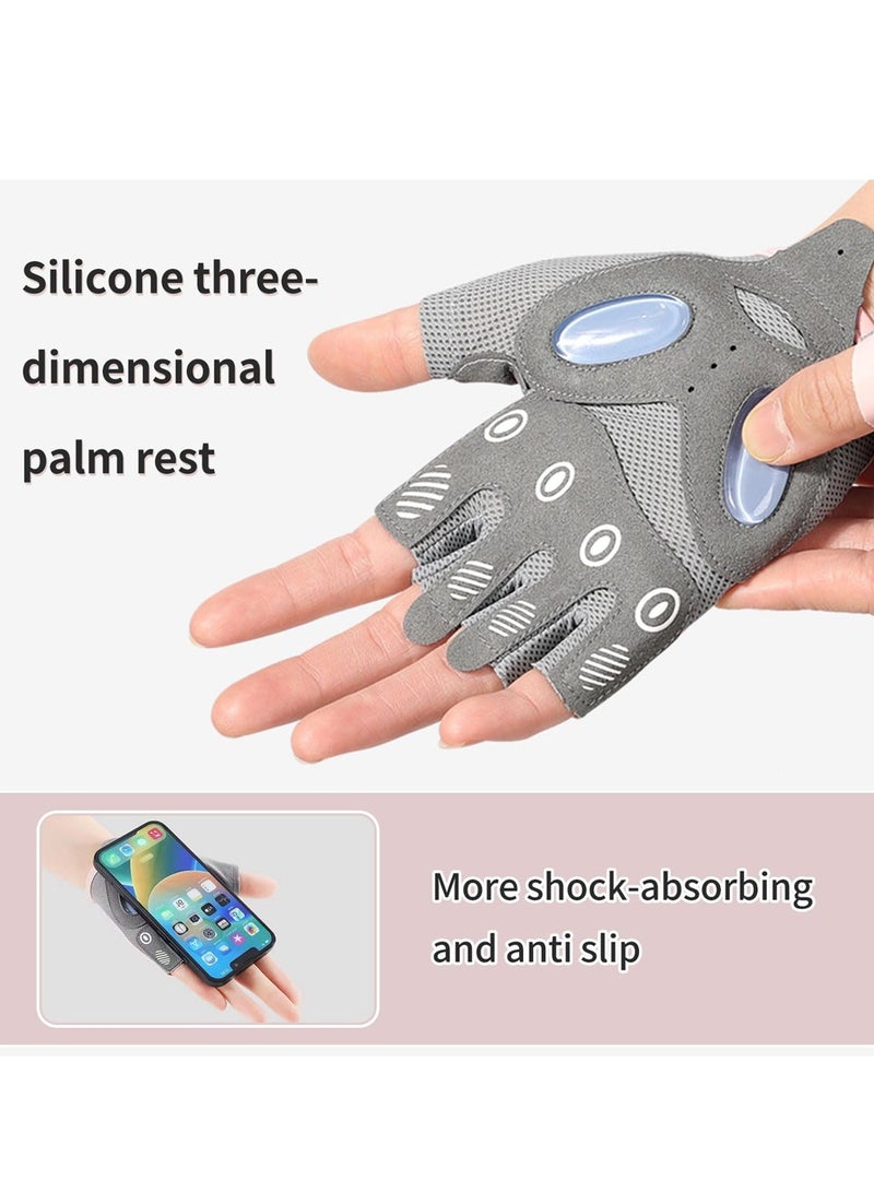 سبورت قفازات تمرين رياضية للنساء والرجال نصف أصابع قفازات رياضية فاخرة لليوجا والدراجة الدوارة، قفازات لياقة بدنية رياضية قابلة للتنفس وغير قابلة للانزلاق (مقاس متوسط) - Image 3