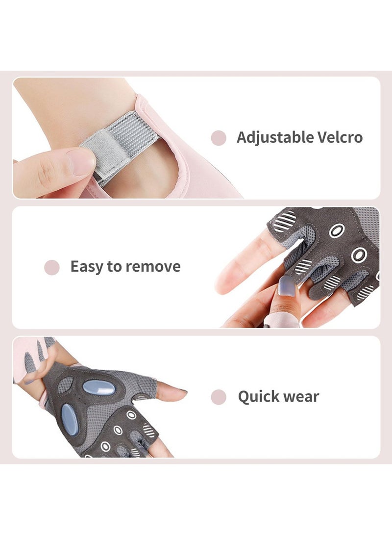 سبورت قفازات تمرين رياضية للنساء والرجال نصف أصابع قفازات رياضية فاخرة لليوجا والدراجة الدوارة، قفازات لياقة بدنية رياضية قابلة للتنفس وغير قابلة للانزلاق (مقاس متوسط) - Image 4