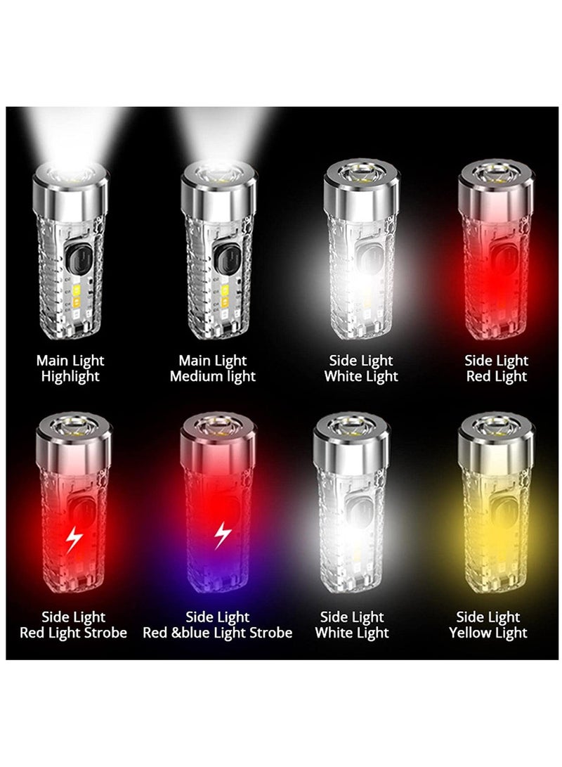 Compact USB Pocket Flashlight with Keychain, LED Fluorescent Red and Blue Light for Camping, Featuring 5 Brightness Levels, 3 Glow Modes, and 3 Unique Flash Patterns. - Image 5