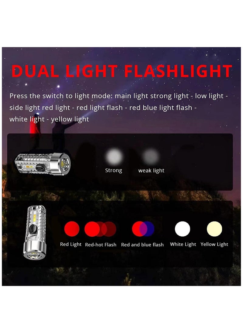 Compact USB Pocket Flashlight with Keychain, LED Fluorescent Red and Blue Light for Camping, Featuring 5 Brightness Levels, 3 Glow Modes, and 3 Unique Flash Patterns. - Image 4