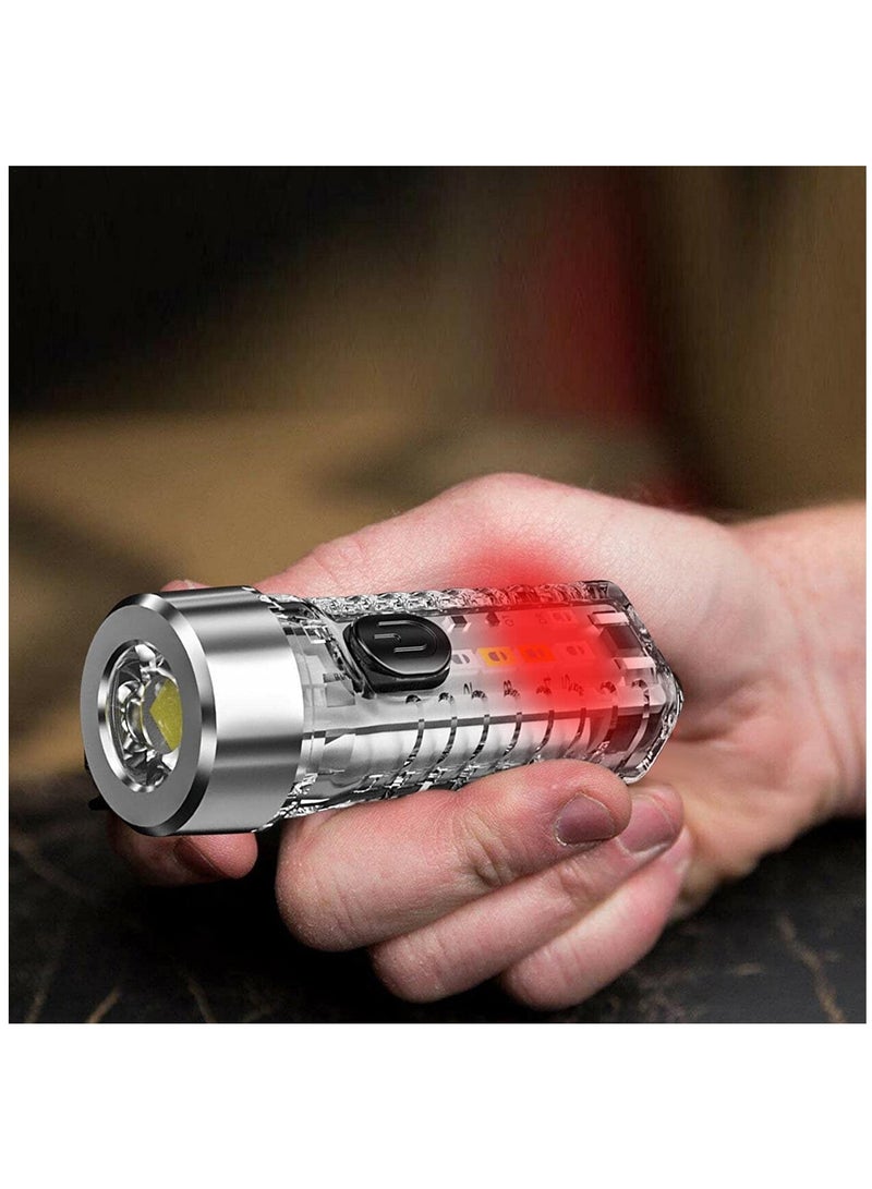Compact USB Pocket Flashlight with Keychain, LED Fluorescent Red and Blue Light for Camping, Featuring 5 Brightness Levels, 3 Glow Modes, and 3 Unique Flash Patterns. - Image 3