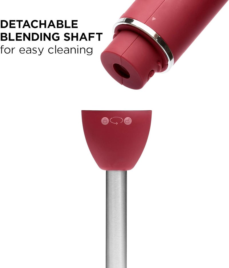Chefman Immersion Stick Hand Blender with Stainless Steel Blades, Powerful Electric Ice Crushing 2-Speed Control Handheld Food Mixer, Purees, Smoothies, Shakes, Sauces & Soups, Red - Image 5