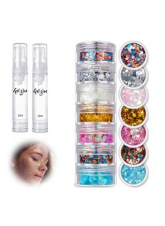 Body Glitter Gel Kit Holographic Body Glitter Festival Makeup Fine Glitter for Body Face Hair