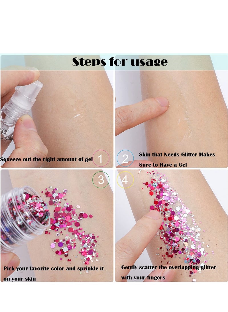 SYOSI - Body Glitter Gel Kit Holographic Body Glitter Festival Makeup Fine Glitter for Body Face Hair - Image 1