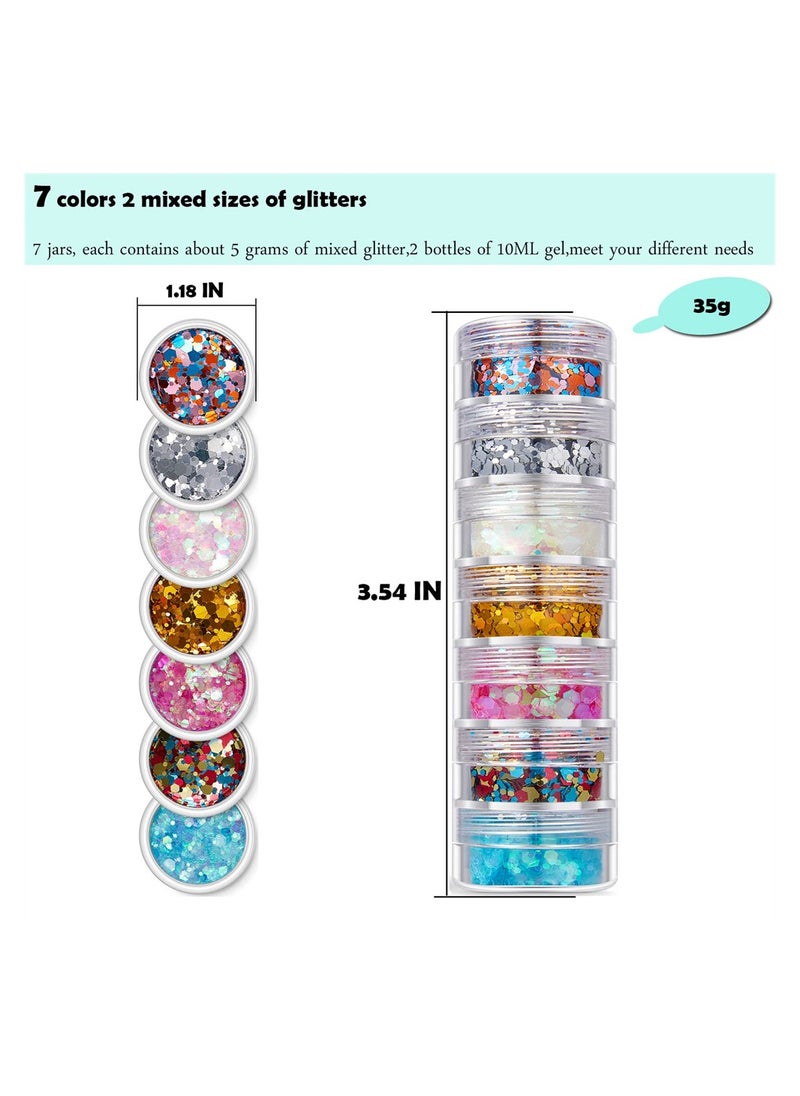 SYOSI - Body Glitter Gel Kit Holographic Body Glitter Festival Makeup Fine Glitter for Body Face Hair - Image 1