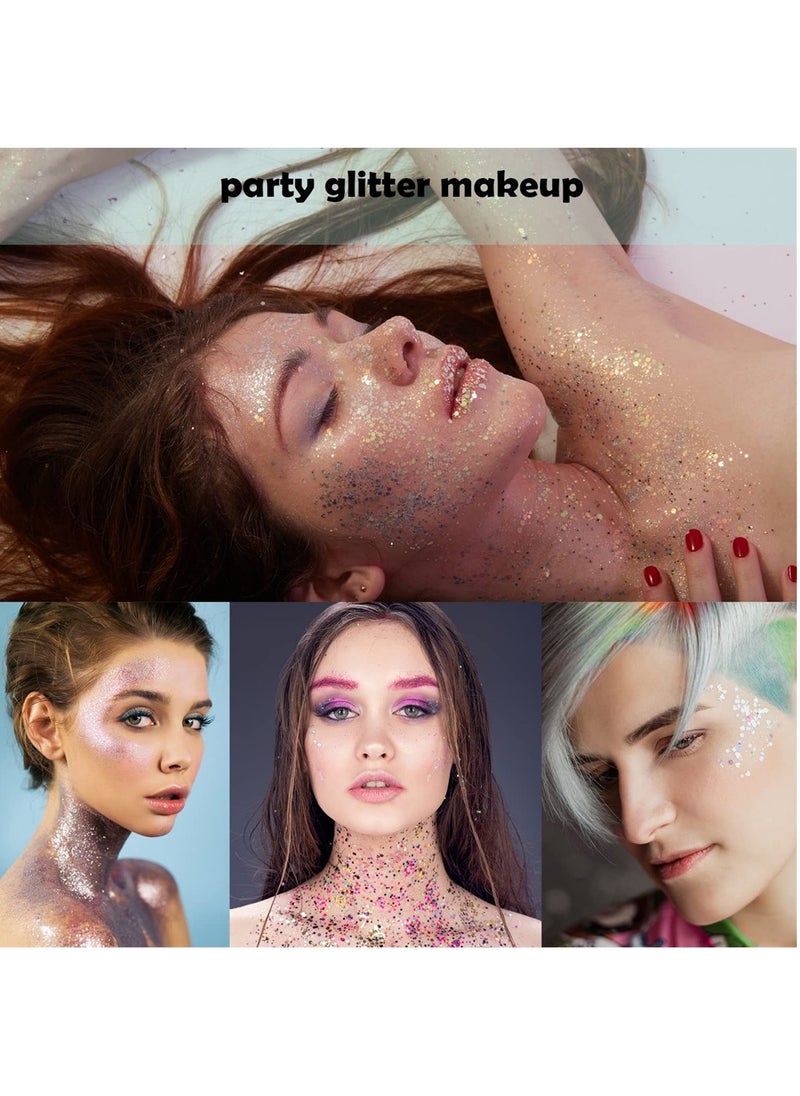 SYOSI - Body Glitter Gel Kit Holographic Body Glitter Festival Makeup Fine Glitter for Body Face Hair - Image 1