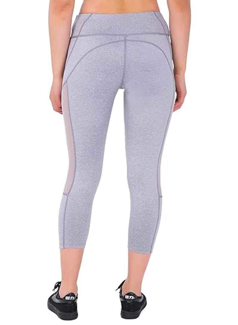 Sharpdo Women's Mid Waist Side Mesh Dry Fit Workout Capri Leggings with Inner Pocket - Image 2