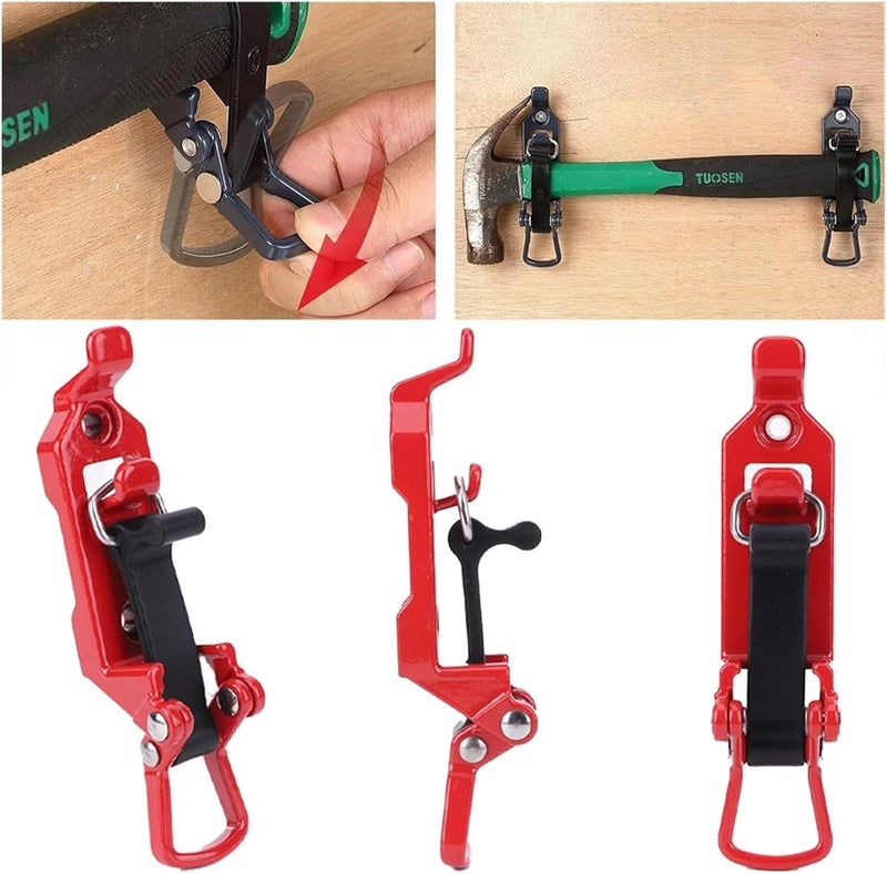 Rubber quick-release clamp bracket 4 Pieces Shovel Holder Clamp Metal Rubber Storage(Red) - Image 2