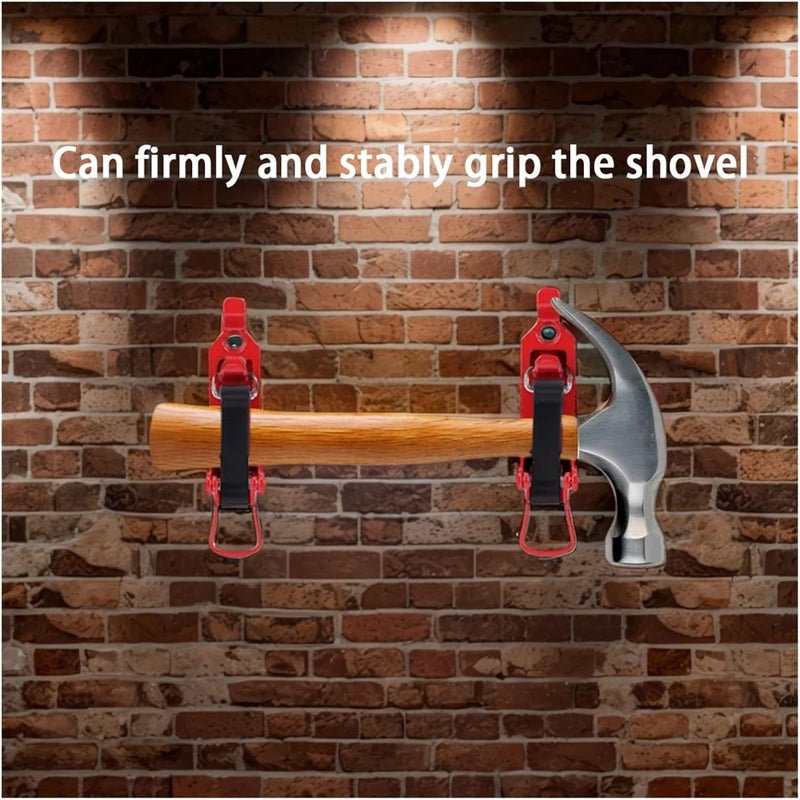 Rubber quick-release clamp bracket 4 Pieces Shovel Holder Clamp Metal Rubber Storage(Red) - Image 3