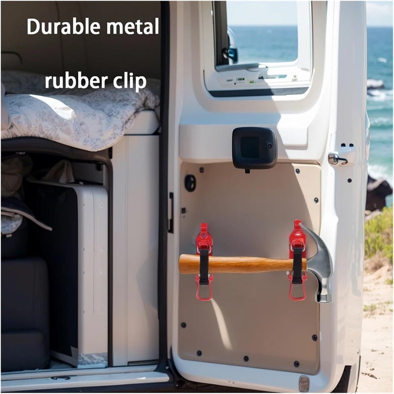 Rubber quick-release clamp bracket 4 Pieces Shovel Holder Clamp Metal Rubber Storage(Red) - Image 4