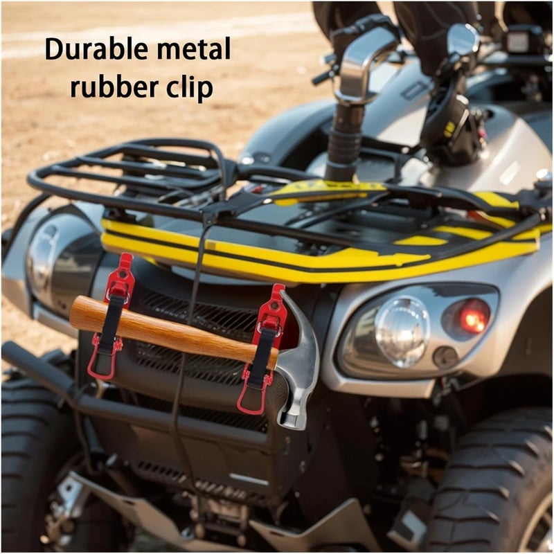 Rubber quick-release clamp bracket 4 Pieces Shovel Holder Clamp Metal Rubber Storage(Red) - Image 5