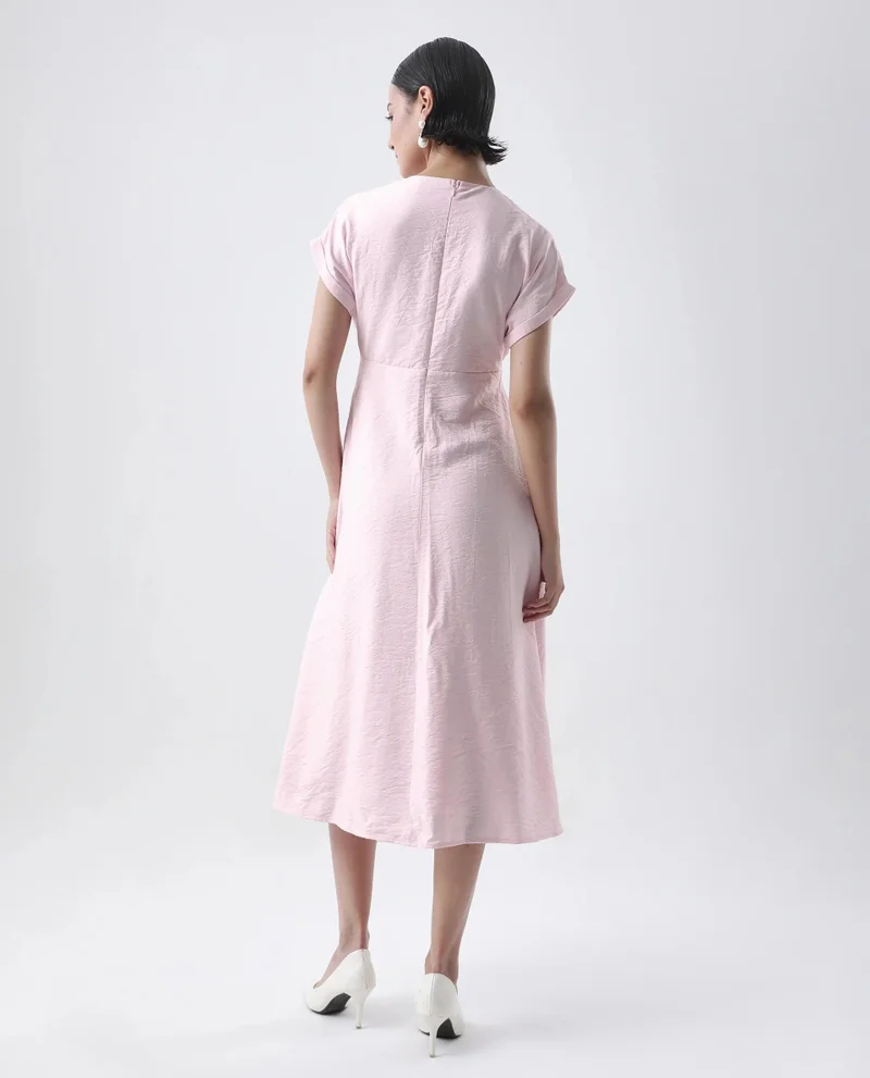 Rareism Women's Solid Wrap Midi Dress