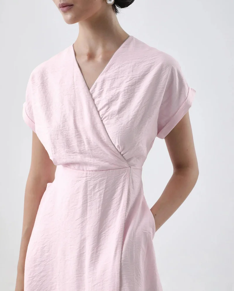 Rareism Women's Solid Wrap Midi Dress