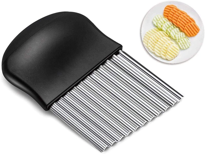 Leeonz® Potato Crinkle Cutter, Stainless Steel Crinkle Cutting Tool, Potato Fry Cutter, Kitchen Vegetable Wavy Blade Cutter, Vegetable Strips Salad Fruit Chopping Knife - Image 1