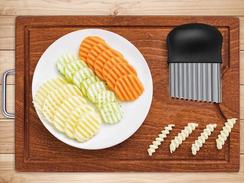 Leeonz® Potato Crinkle Cutter, Stainless Steel Crinkle Cutting Tool, Potato Fry Cutter, Kitchen Vegetable Wavy Blade Cutter, Vegetable Strips Salad Fruit Chopping Knife - Image 5