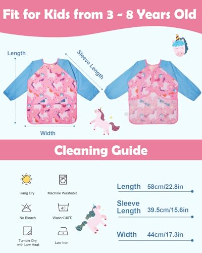 Lictin 2 Pack Kids Art Smocks,Toddler Smock,Waterproof Artist Painting Aprons for Children,with Long Sleeve for Age 3-8 Years - Image 4