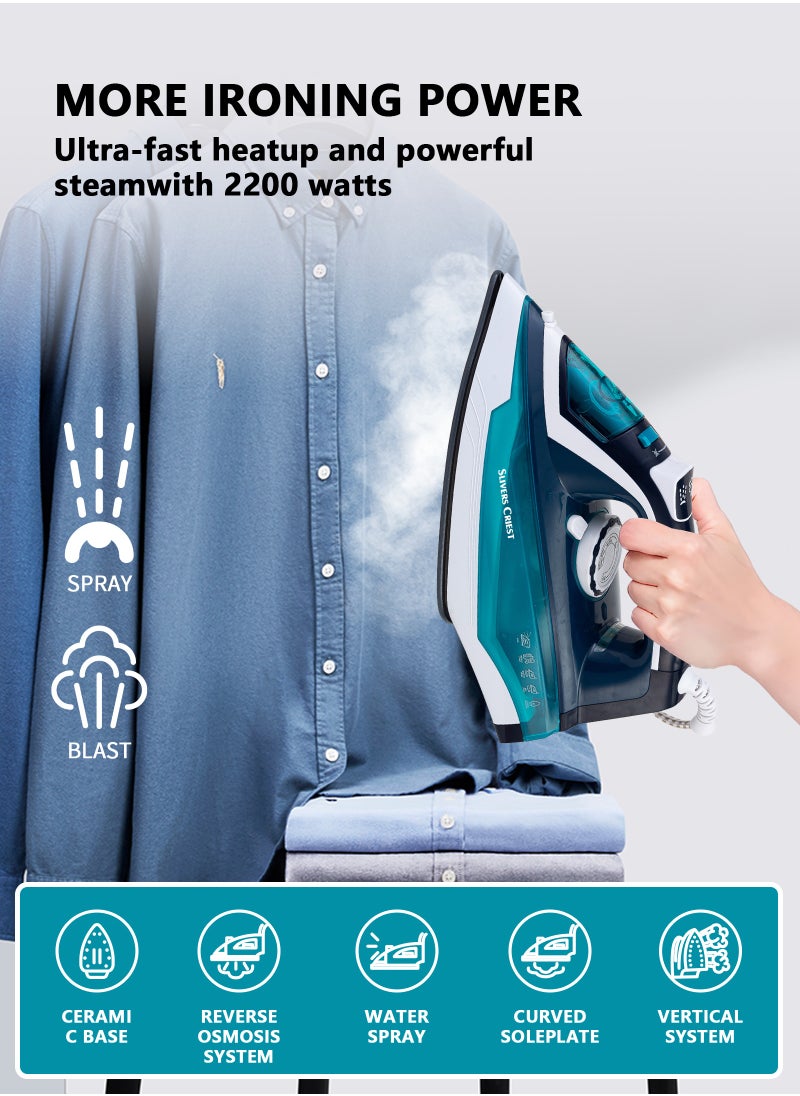 SLIVERS CRIEST Iron with non-stick soleplate and spray function, 450 ml, 2200W, SC-9705 blue/dark blue  - Image 1