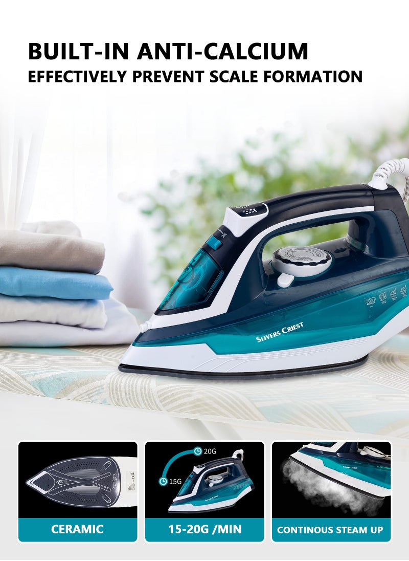 SLIVERS CRIEST Iron with non-stick soleplate and spray function, 450 ml, 2200W, SC-9705 blue/dark blue  - Image 5